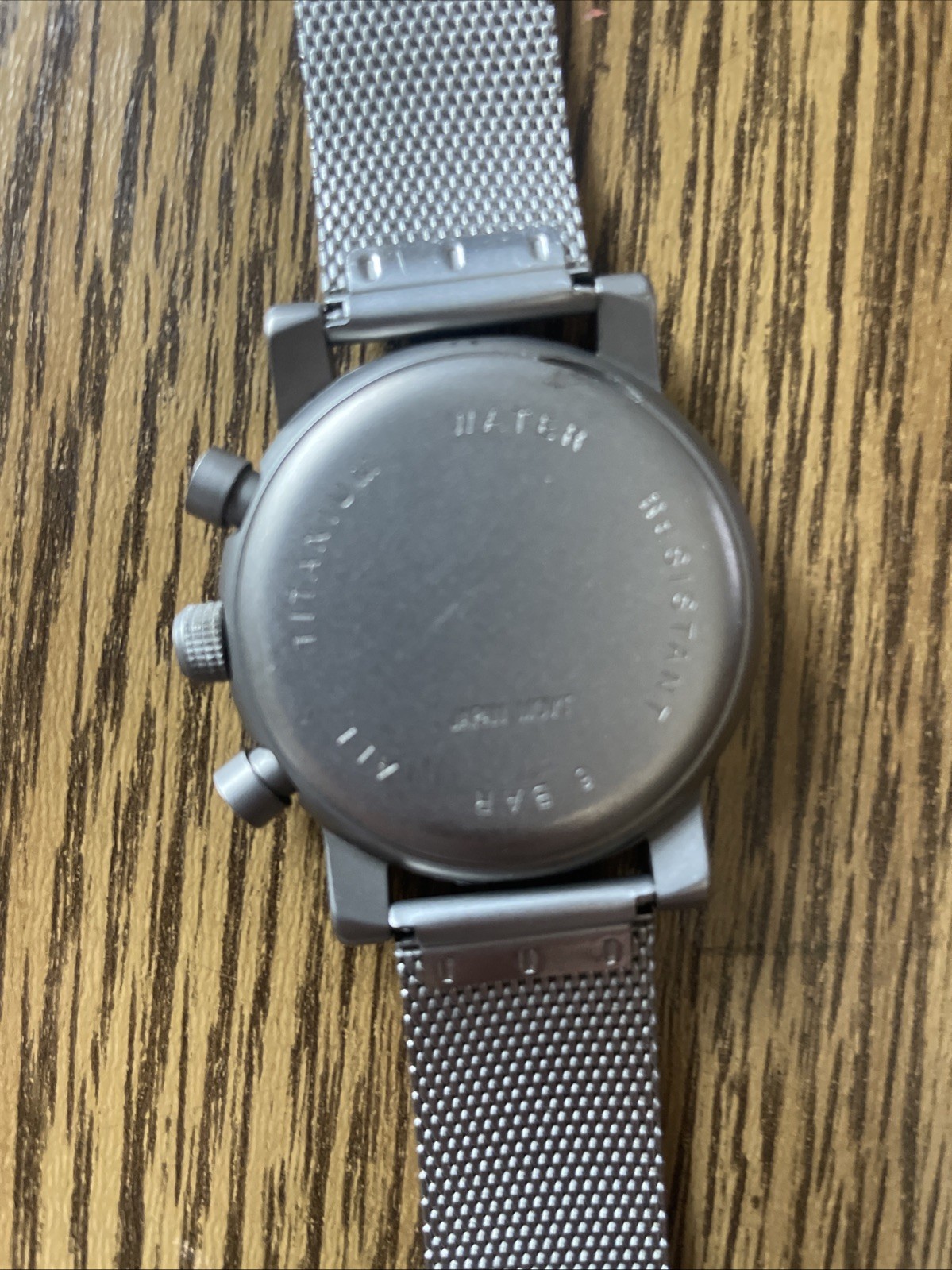 Vintage Rare Boccia Titanium Watch Silver on Silver Mesh Clasp Band Black Hands