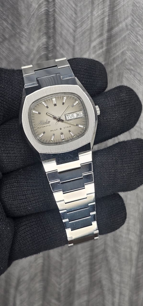 Mido Multistar NOS Automatic 25 Jewels Beauty Gray Dial Men’s Wristwatch Swiss.