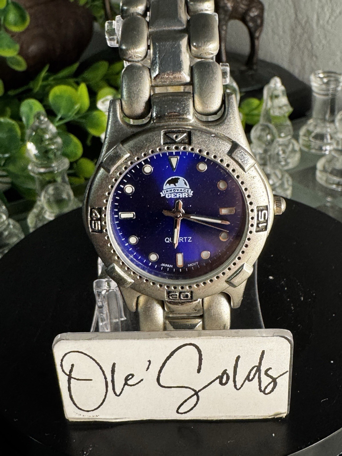Working Innovage Gear Blue Face Tachymeter Watch; Good Condition
