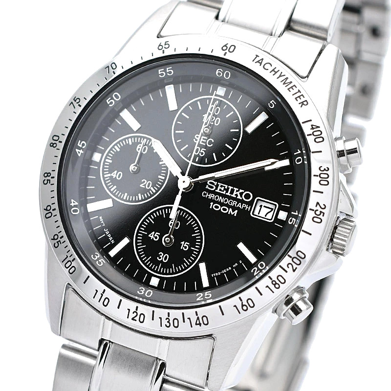 SEIKO High-speed Chronograph SND367PC SND367P1 Black Silver Men’s Watch Analog