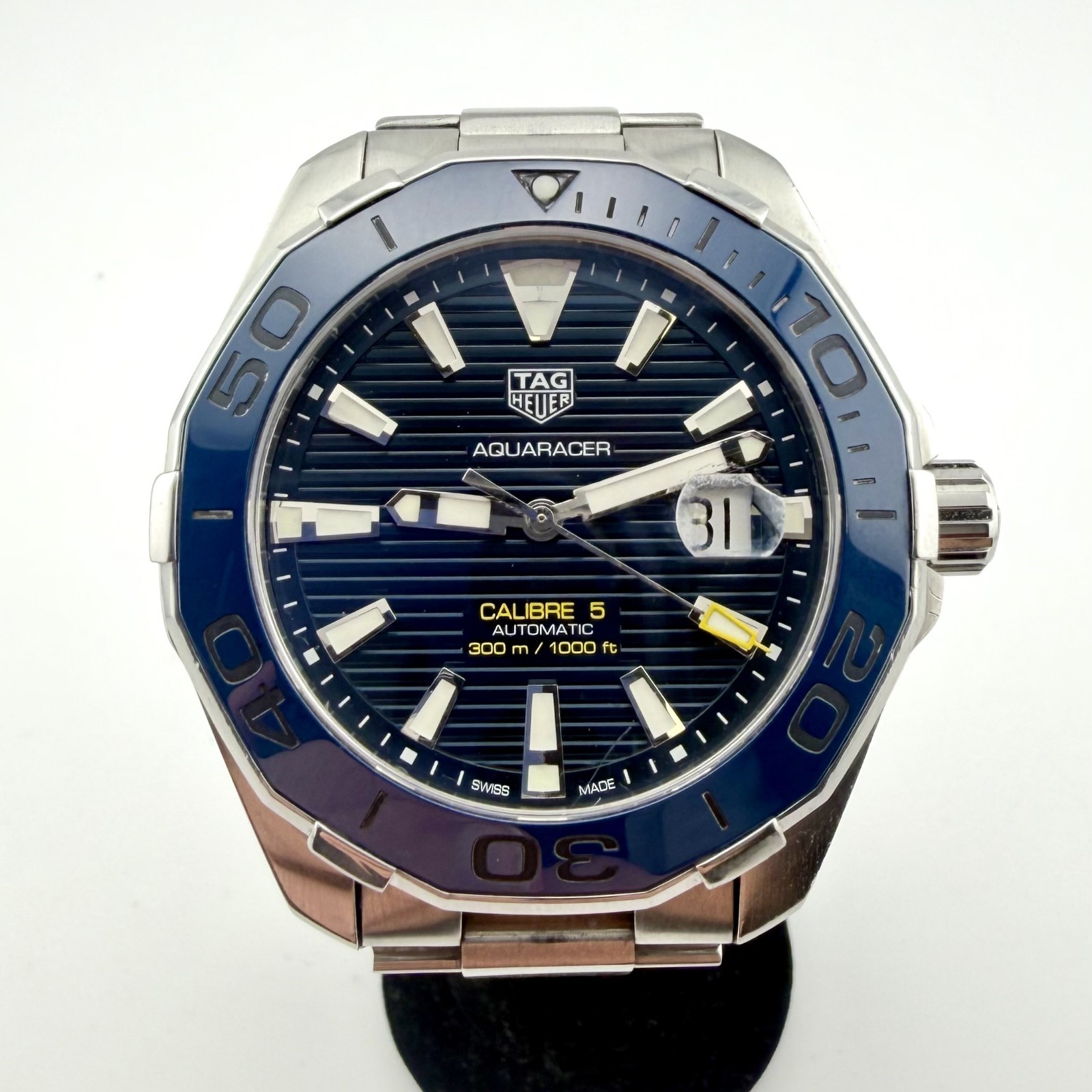 TAG HEUER AQUARACER CALILBRE 5 AUTOMATIC 43MM BLUE CERAMIC BEZEL REF: WAY201B