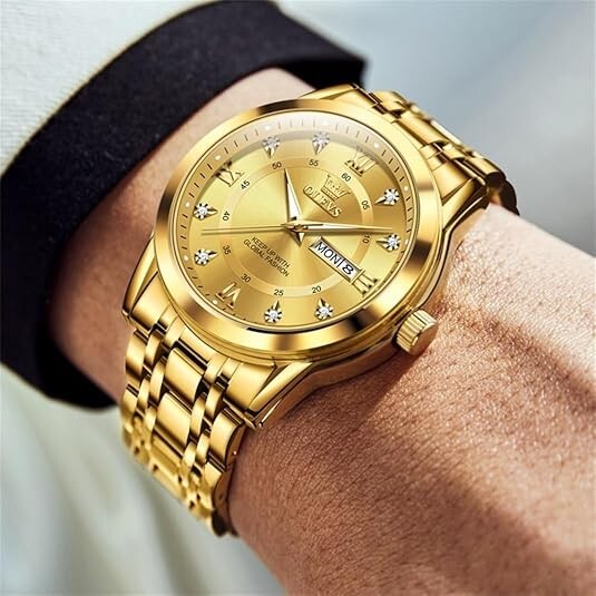 Reloj Para Hombre Olevs Dorado Elegante Uso Formal Casual Calidad Top Nuevo
