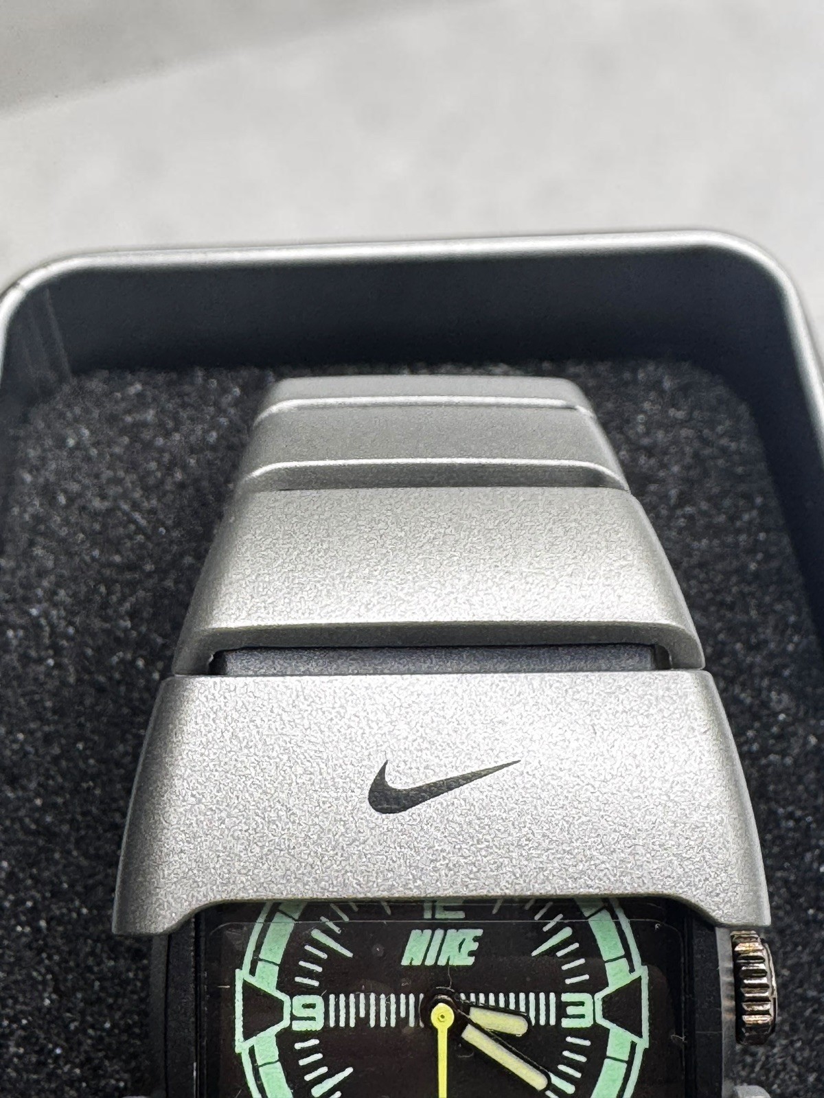 Vintage Nike D-Line Metallic Gray Watch Y2K Avantgarde Retro Black Silver Rare