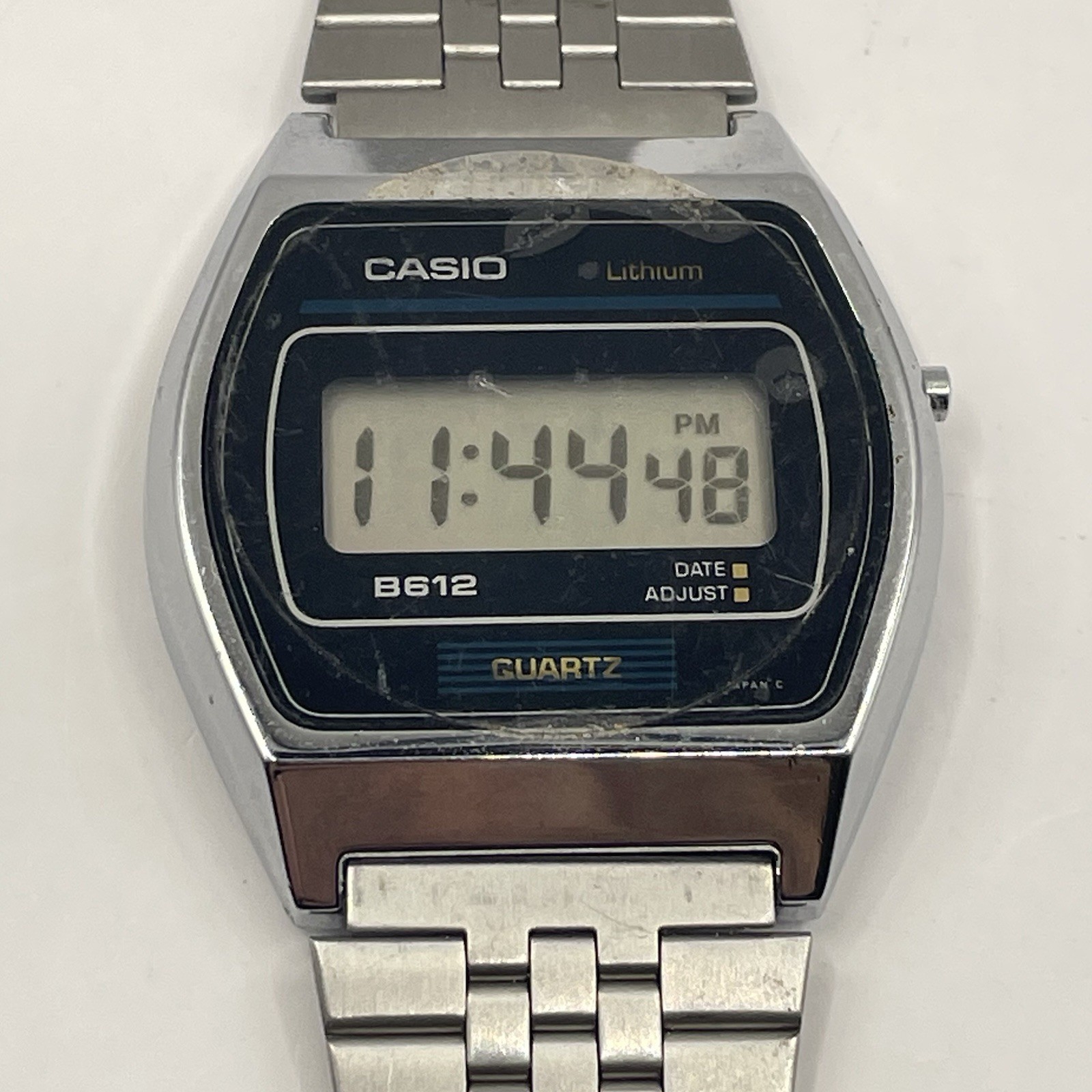 Vintage Casio B612 Digital Watch Module 350 Silver Stainless Japan Rare Works