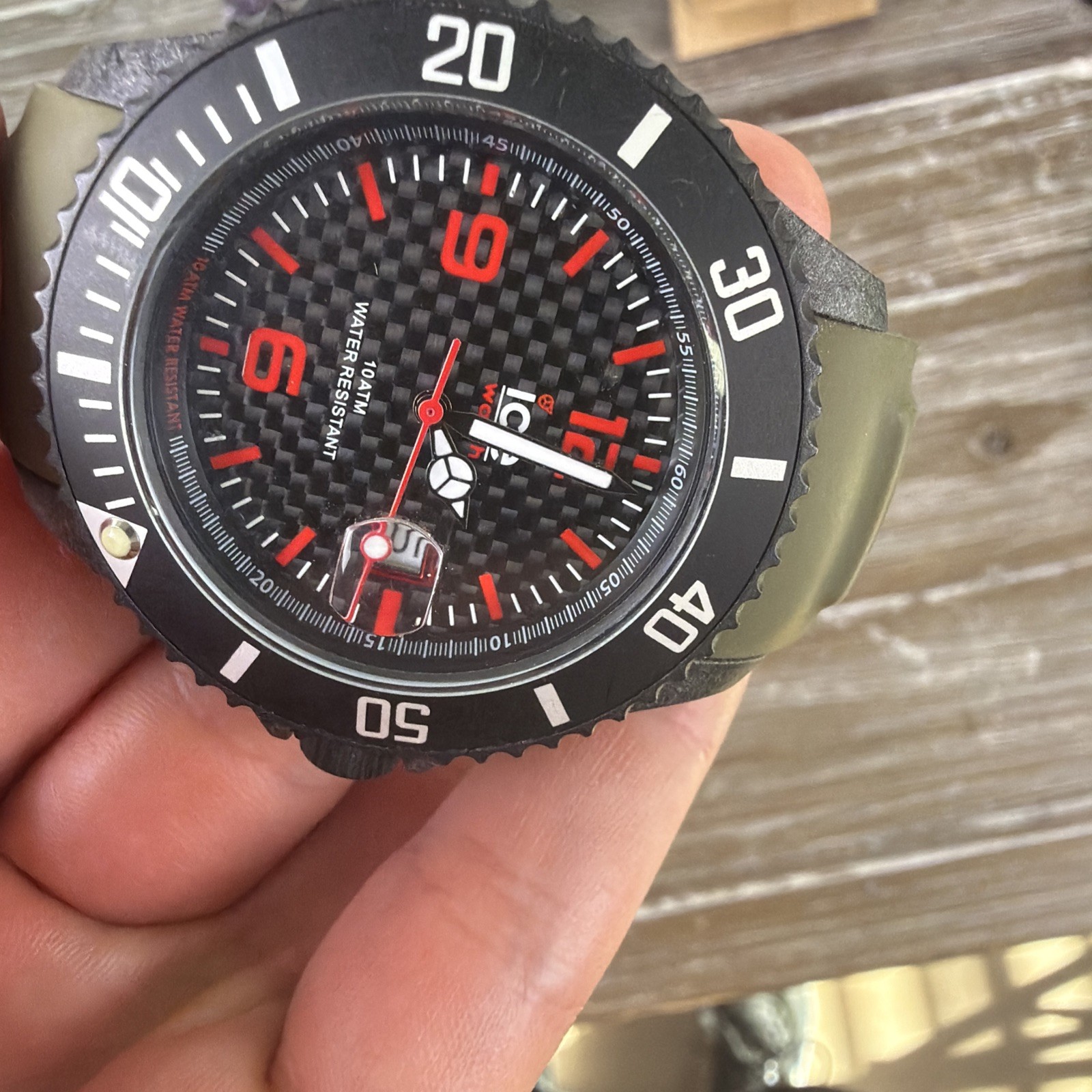 Ice Watch Black Silicone Surf Black Red Big CA.3H.BK.A.B.S.15 Watch Green