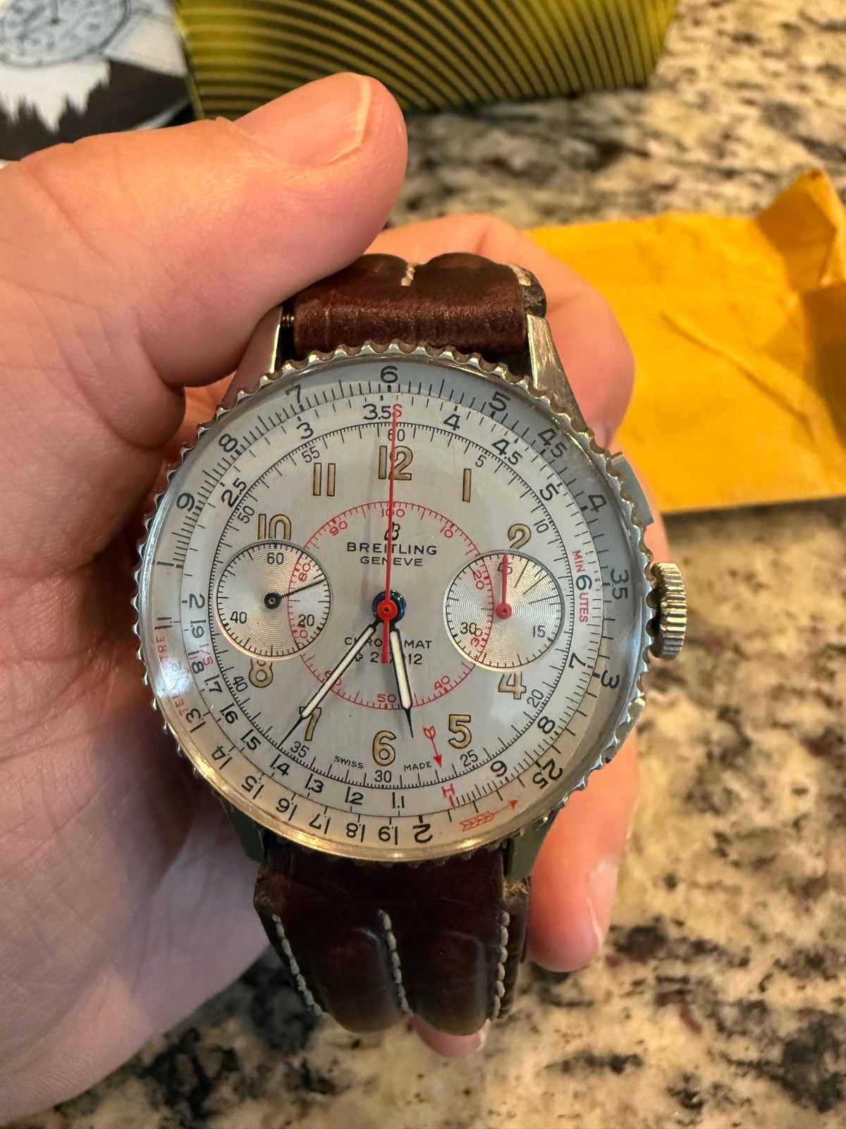 Vintage 1946 Breitling Chronomat Ref 769 Chronograph Slide Rule Serviced w/Box