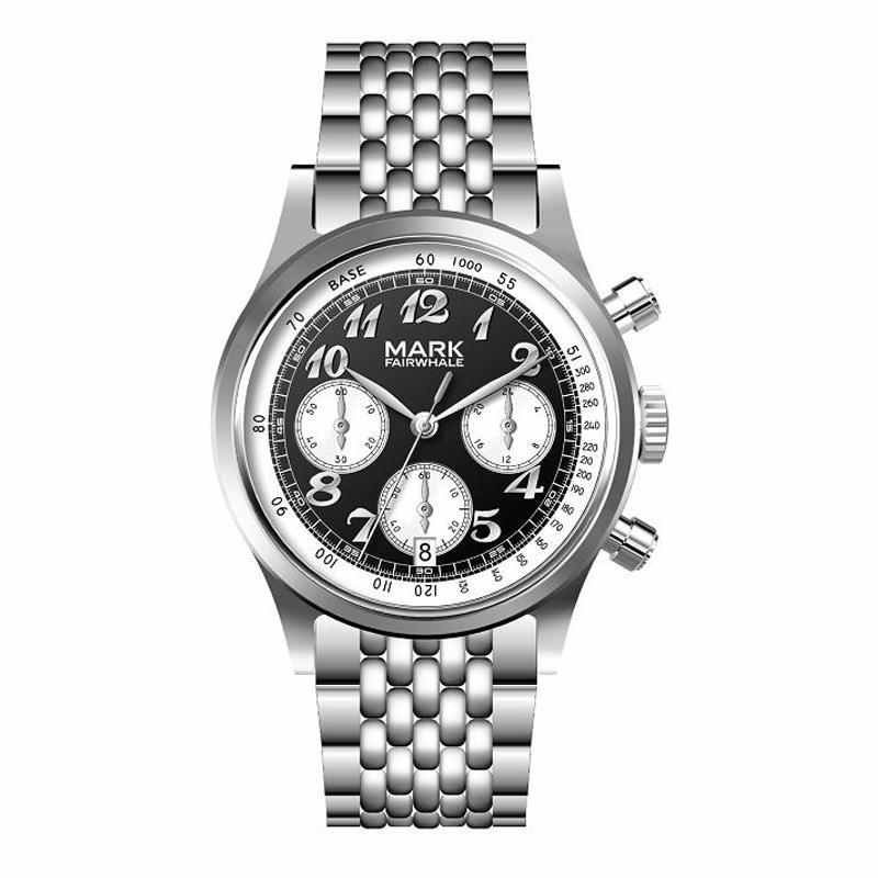 MARK FAIRWHALE 24-Hour Dial Calendar Chronograph Stainless Steel Quartz Watch