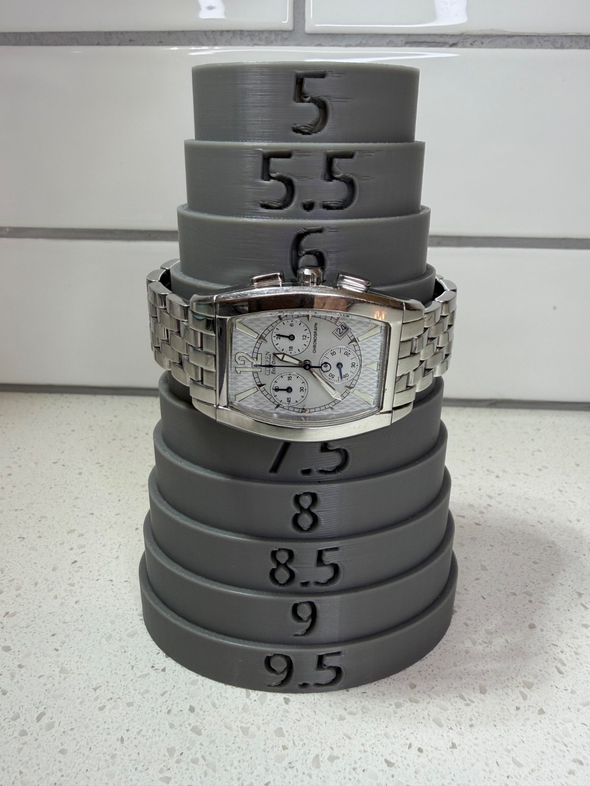 Citizen Eco-Drive Tonneau Chronograph Stainless Steel Men’s Watch – H501-S008336