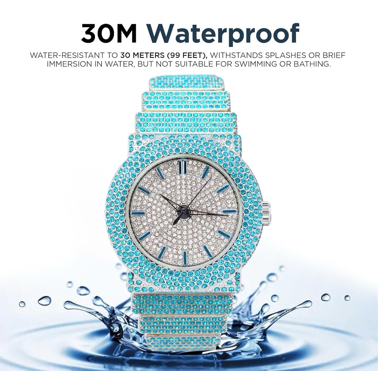 Iced Out Turquoise Watch | Aqua 30M