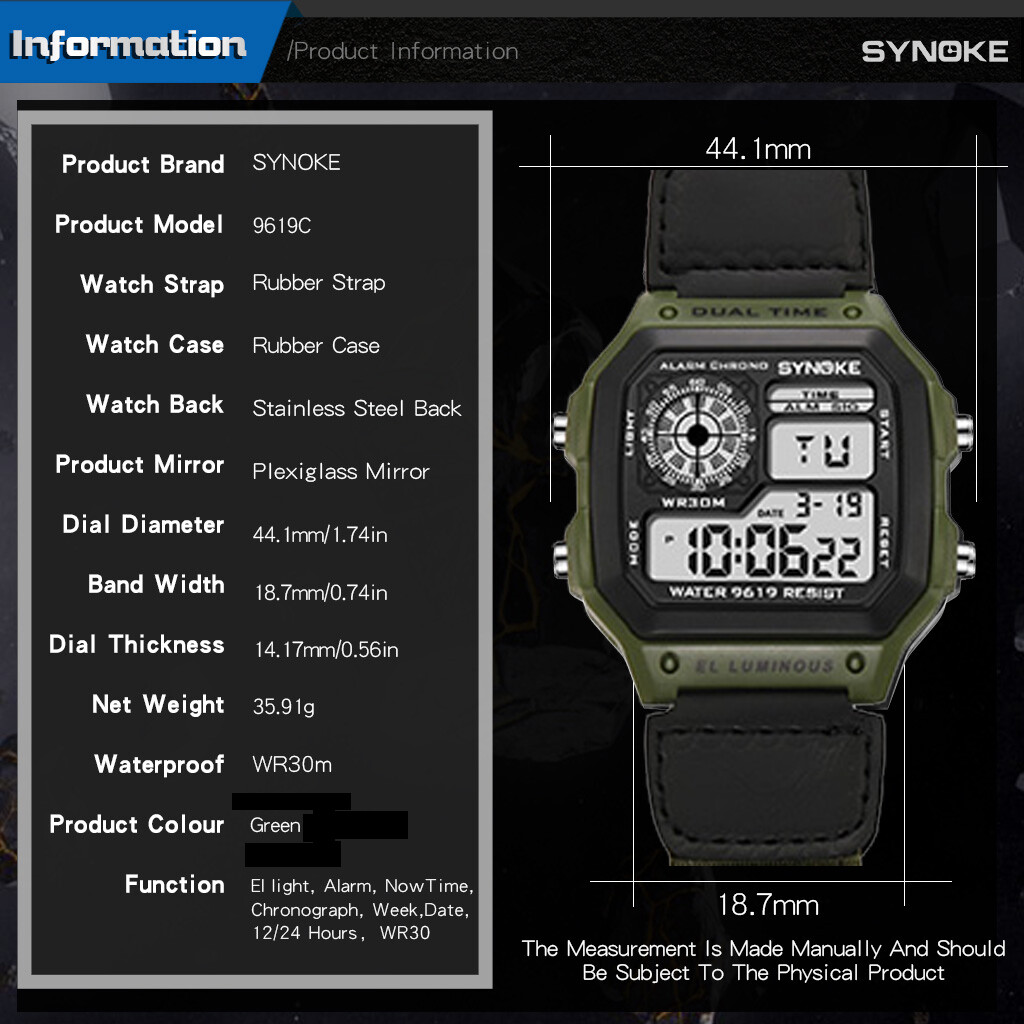 Men’s Electronic Digital Sports LED Display Waterproof Wrist Watch Multifunction