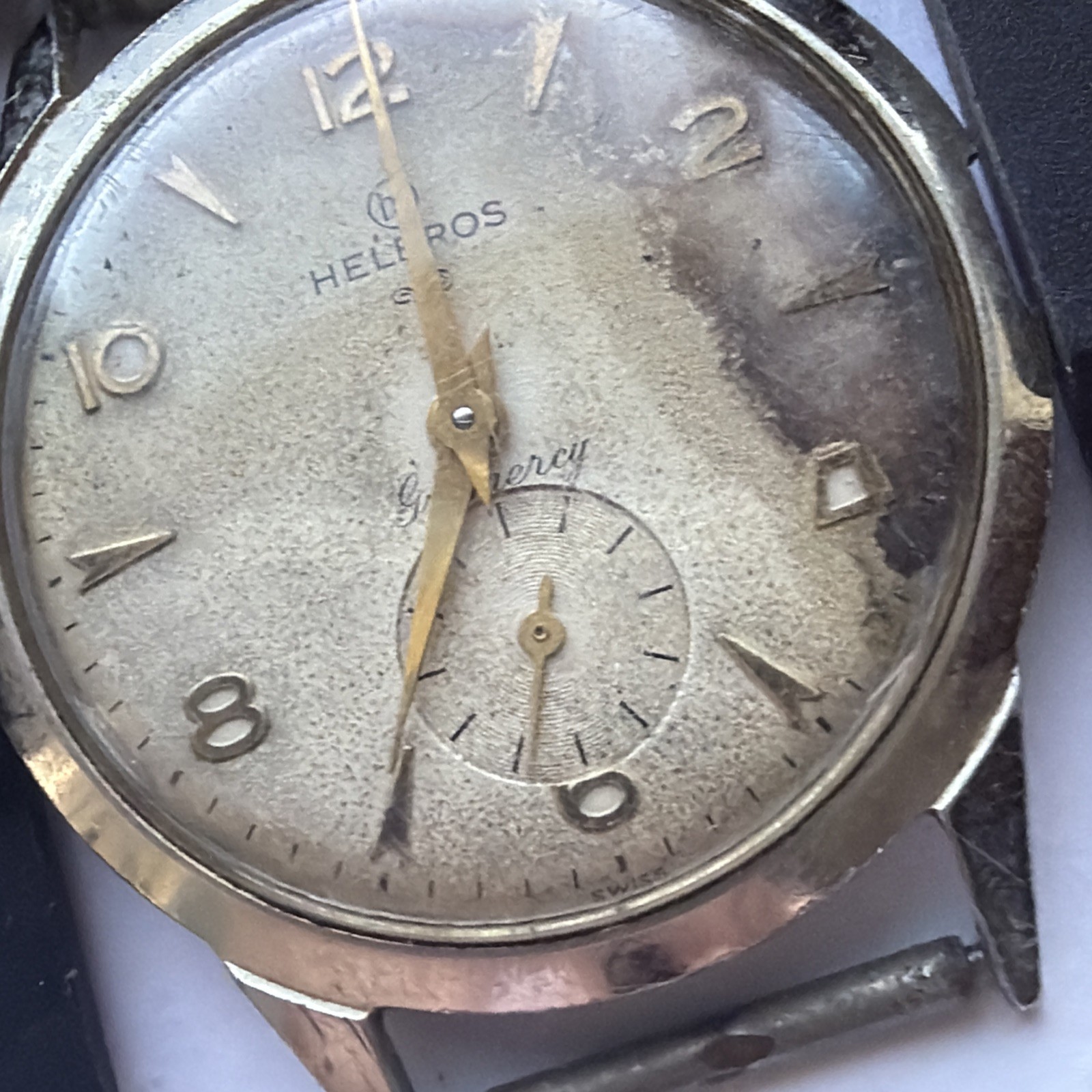AV23 VTG Mechanical Wind Helbros 33mm Mens Watch Repairs Aluminum Case As Is**