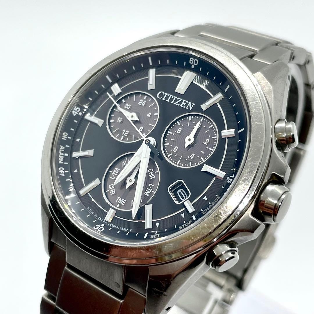 CITIZEN Attesa E820-S096081 Men Solar Quartz Working Luxury Rare Watch
