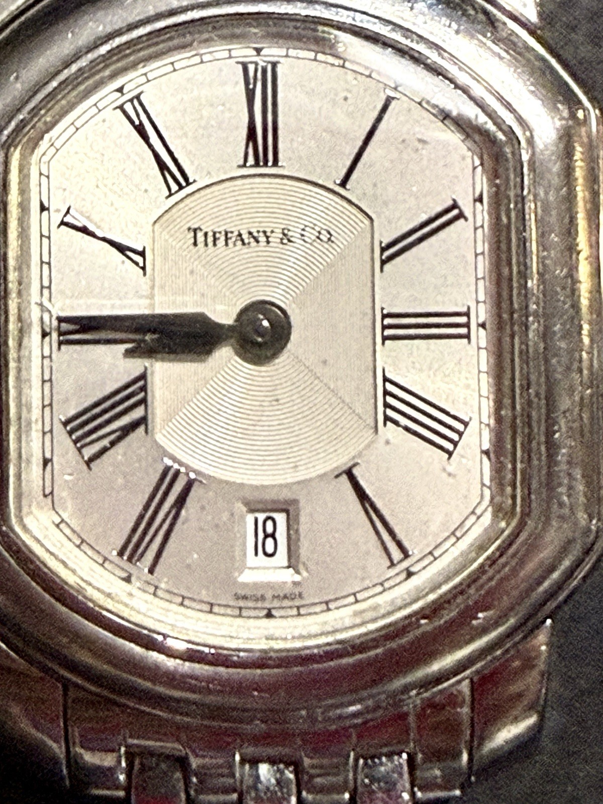 Tiffany & Co Atlas Mark Coupe Resonator Ladies Date Watch SS Guilloche Box Paprs