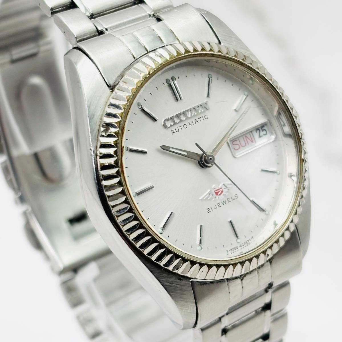 Working CITIZEN Automatic Eagle 7 21 Jewels 4 R05032 Fluted Bezel Day Date Men’s