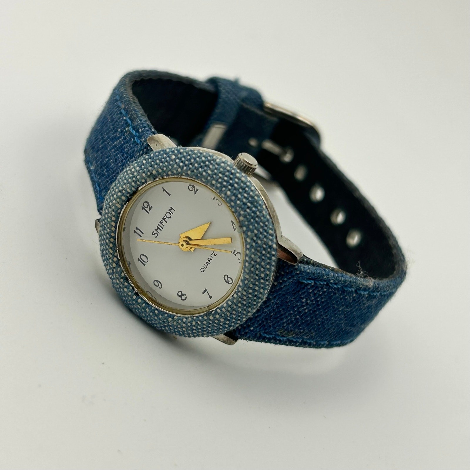 Shiffon Blue Denim Fabric Band and Case Cover Women’s Quartz Watch New Battery