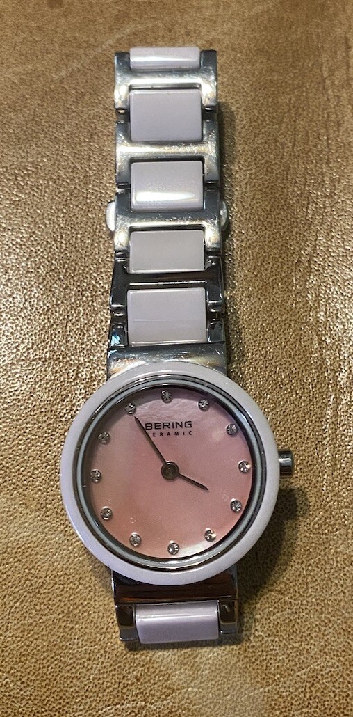 💯% Bering Women 10725-999 Ceramic Pink Dial Pink Watch Stainless/Ceramic