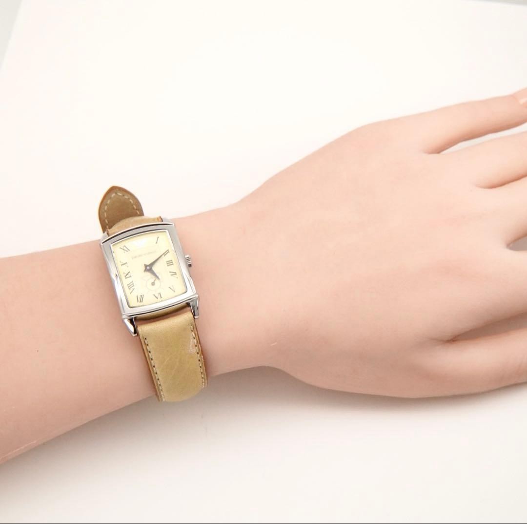 New Battery and Circuit Checked Emporio Armani Ladies Watch Ivory