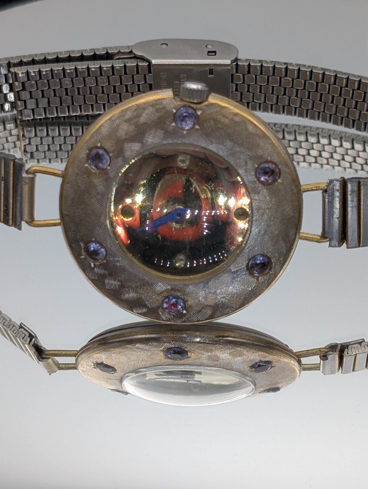 ⌚⌚Custom Gem Set Vintage Watch Tanzanite & Sapphire Artisan Rebuilt Quartz⌚⌚