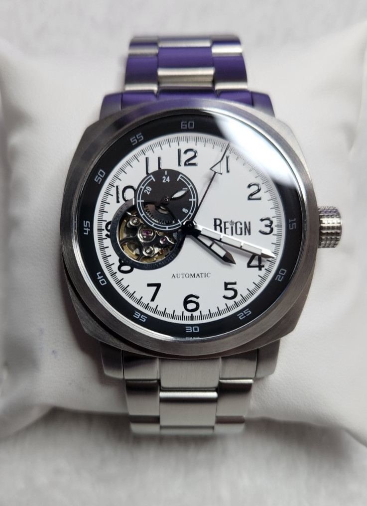 Gorgeous REIGN Automatic Men’s Watch White Dial 41mm Open Heart – 24 hr SubDial