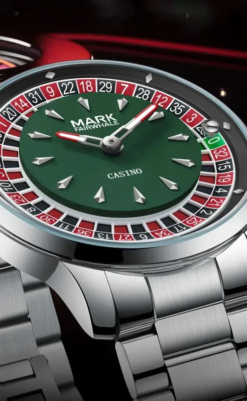 MARK FAIRWHALE Stainless Steel Roulette Dial Rotatable Luminous Quartz Watch