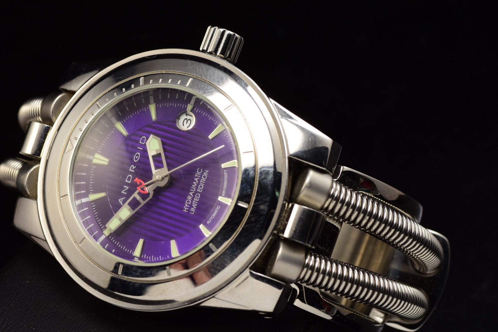 RARE ANDROID Aragon HYDRAUMATIC Lim. Ed. AD680 Purple Dial AUTOMATIC Men’s Watch