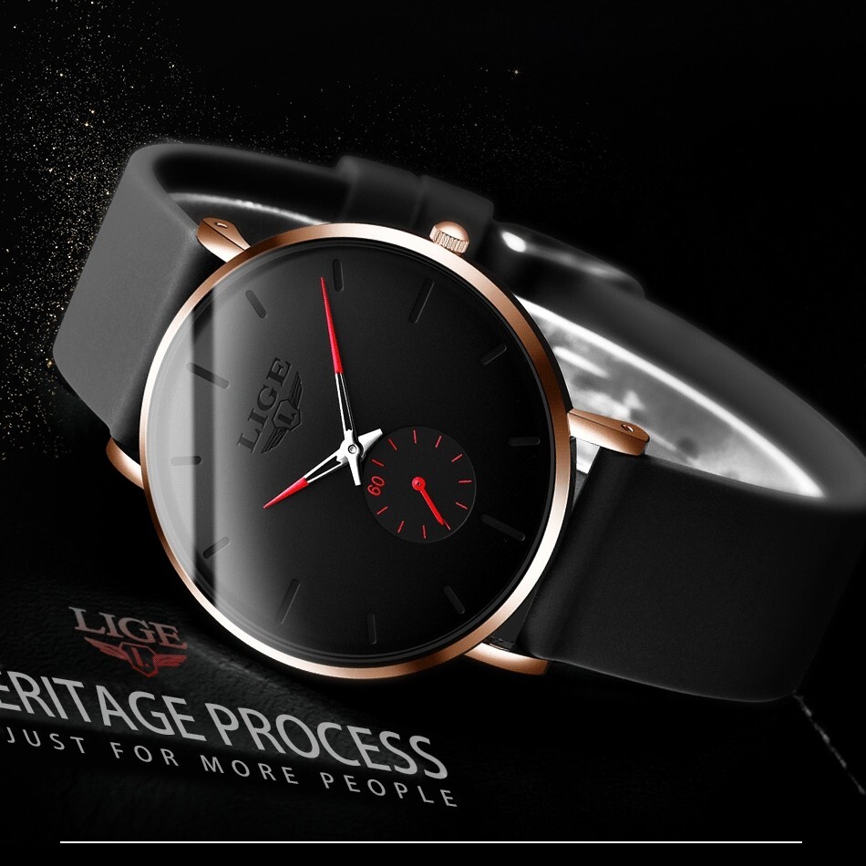 Men Watch Ultra-thin Quartz Second Dial 3ATM Waterproof Women Daily Wristwatch