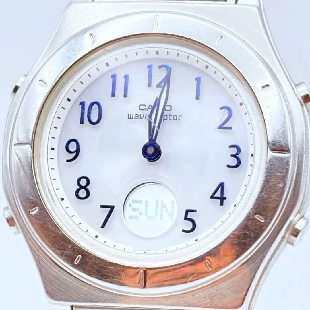 Working CASIO Solar Wave Ceptor Watch Blue Hand Day