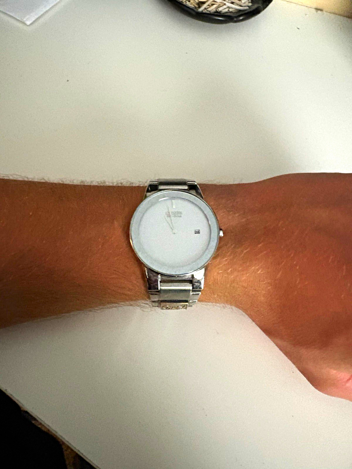 Citizen Eco-Drive Silver Stainless Steel Analog Date Watch White Dial 30mm