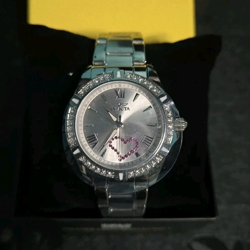 49842 Invicta Angel Pink Heart Silver Dial 34.5mm Women’s Watch