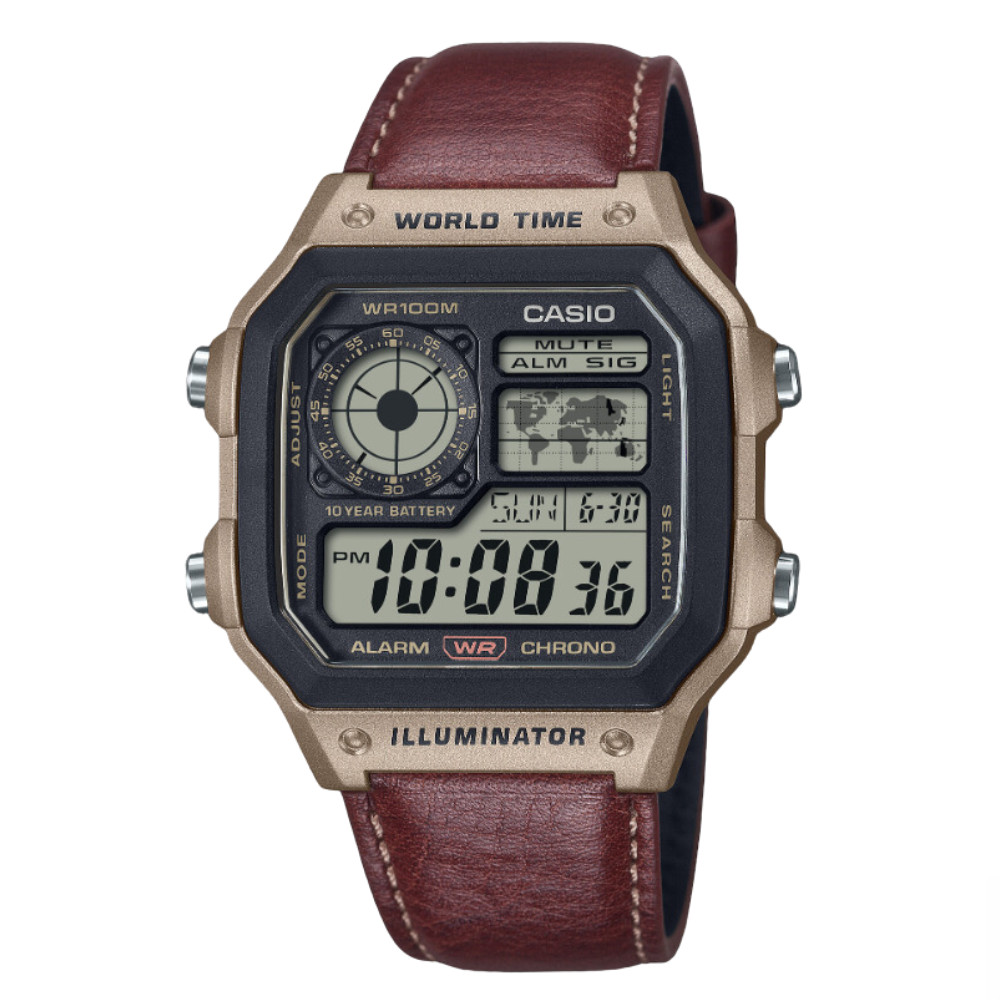 Casio AE-1200WHL-5AV, World Time Watch, Chronograph, 5 Alarms, 10 Year Battery