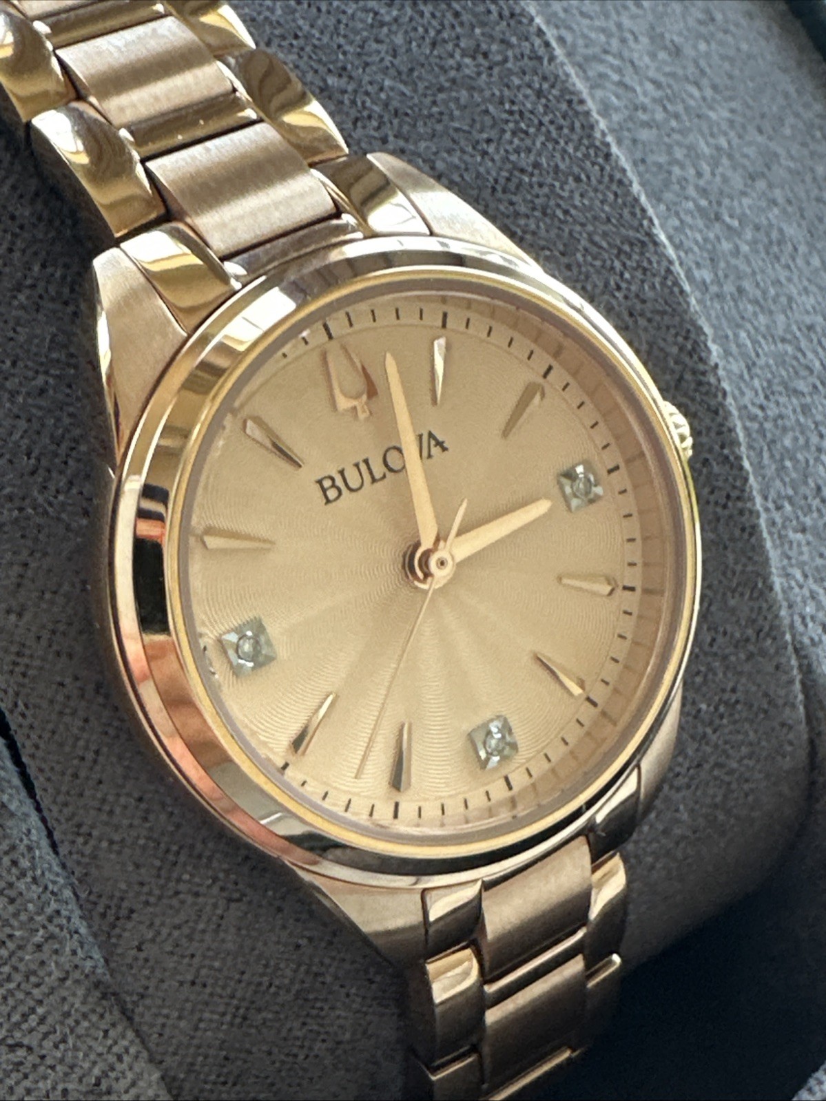 Bulova Sutton Women’s Quartz Diamond Accent Rose Gold Watch 28mm 97P151