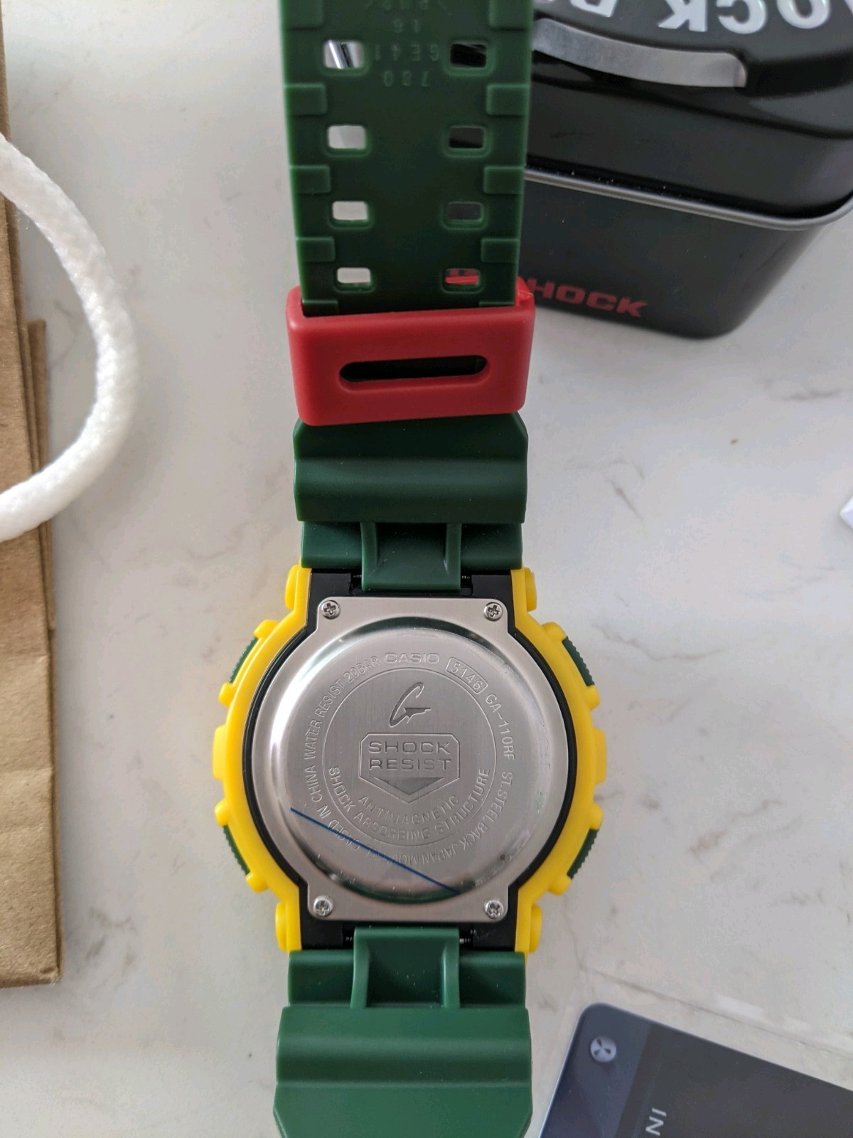 Casio G-Shock GA-110 Men’s Analog Digital Watch Yellow Green Box Papers