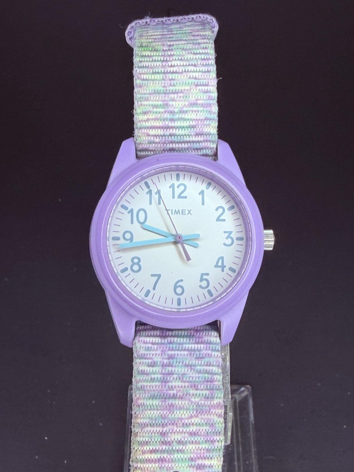 Timex Women/Youth 34mm (2021)Purple Resin NEW BATTERY Aqua Dial 2 NATO Strap 899