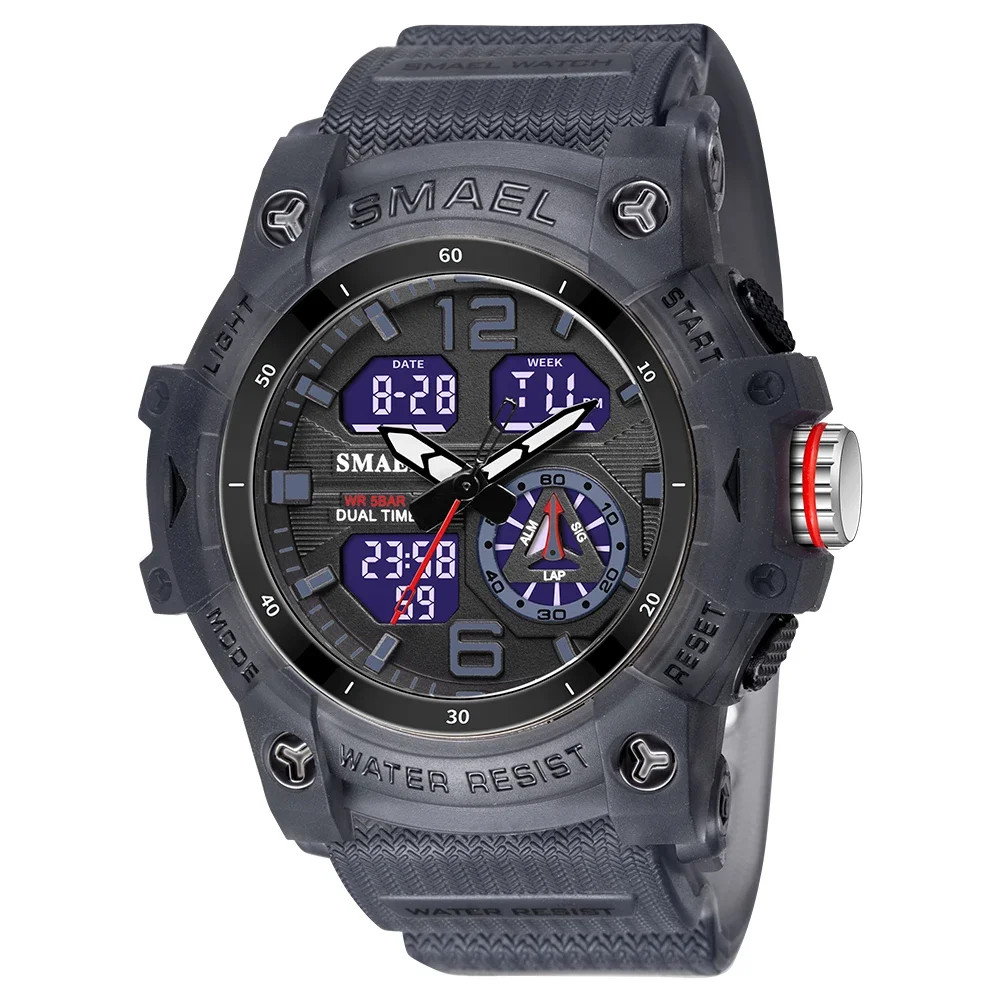 8007 Men’s Outdoor Transparent Dual Display Waterproof Luminous Watch
