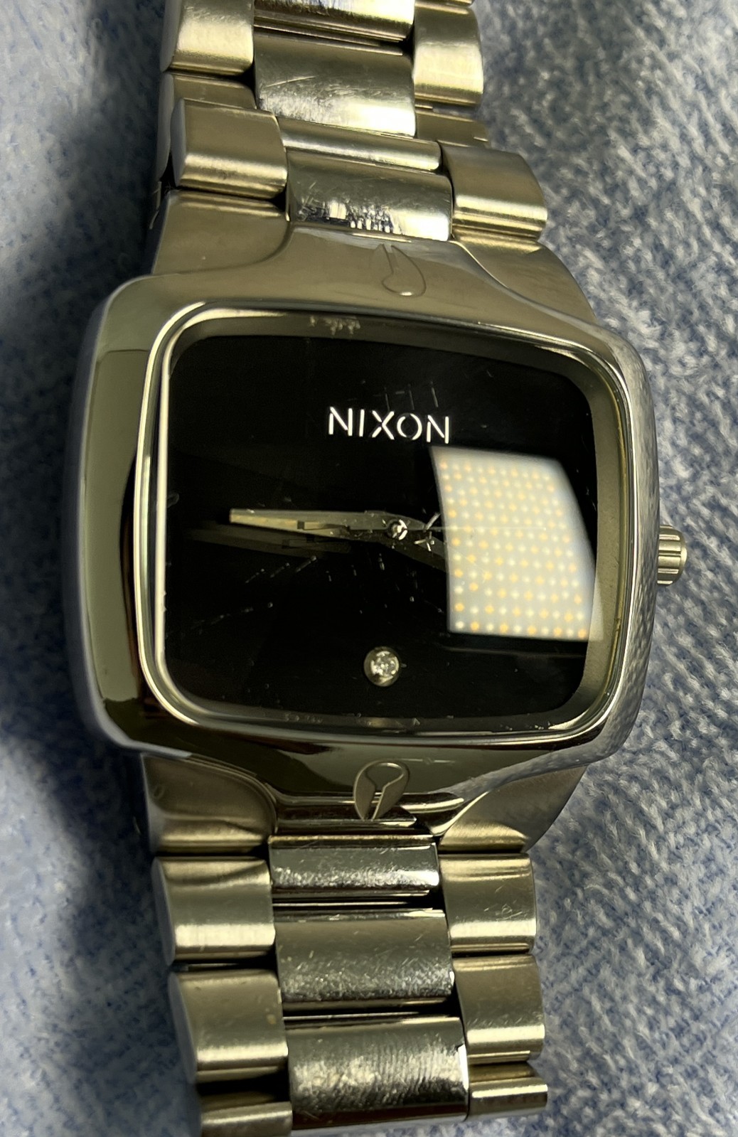 NIXON The Player Black Dial Silver Quartz Watch Wrist 16.5cm (6.5 in) – Rank B