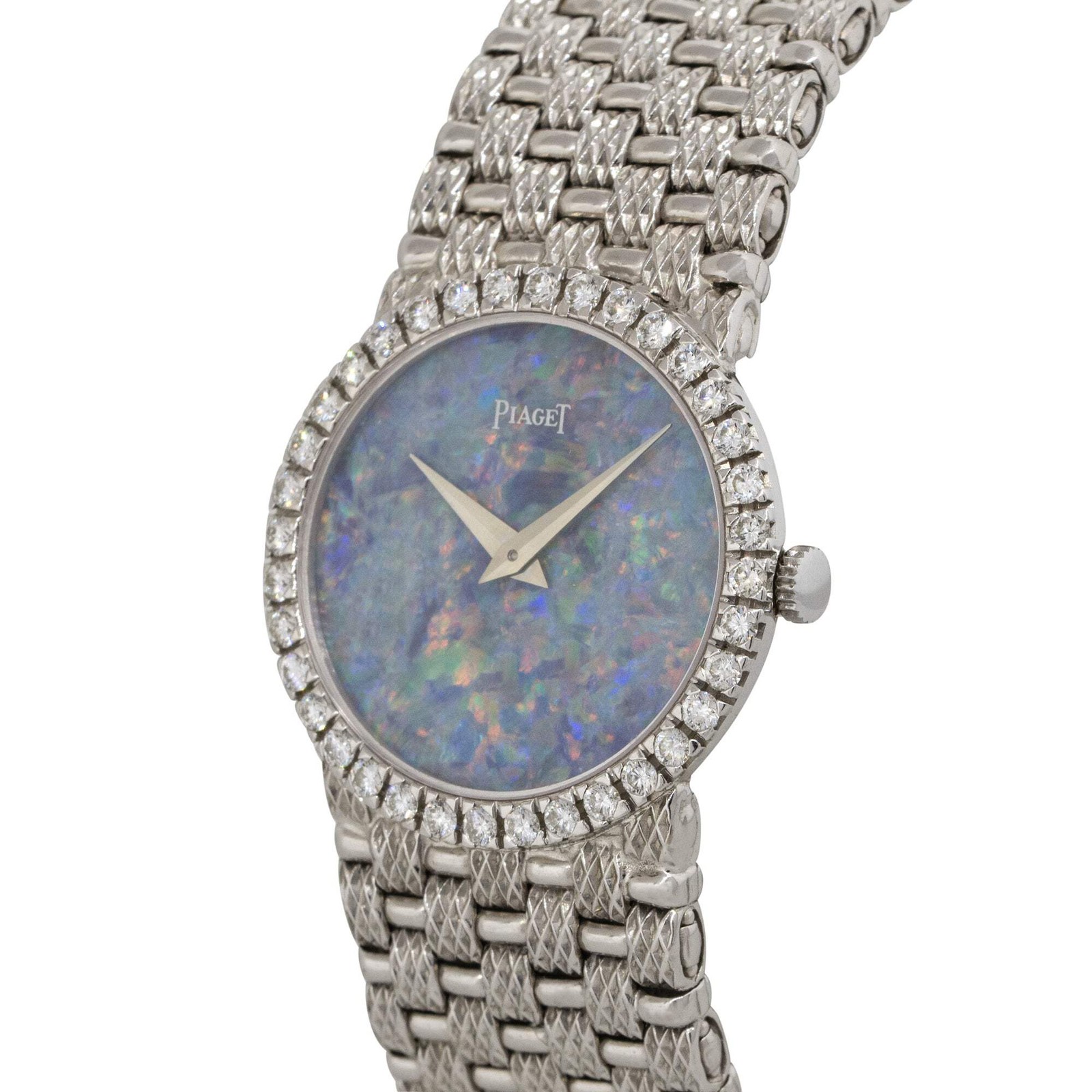 Piaget 9706D23 18k White Gold Opal Dial Diamond Ladies Watch