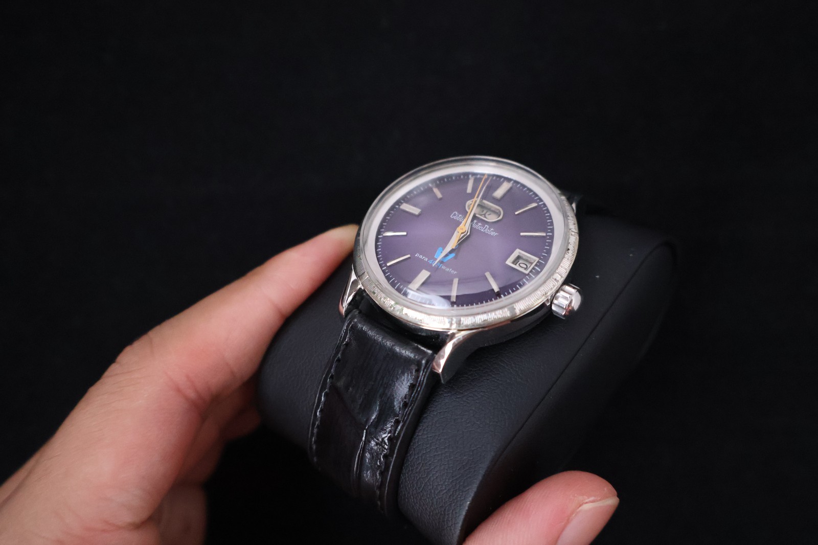 Serviced Rare Vintage 1965 Citizen Auto Dater Purple Dial 19 Jewels