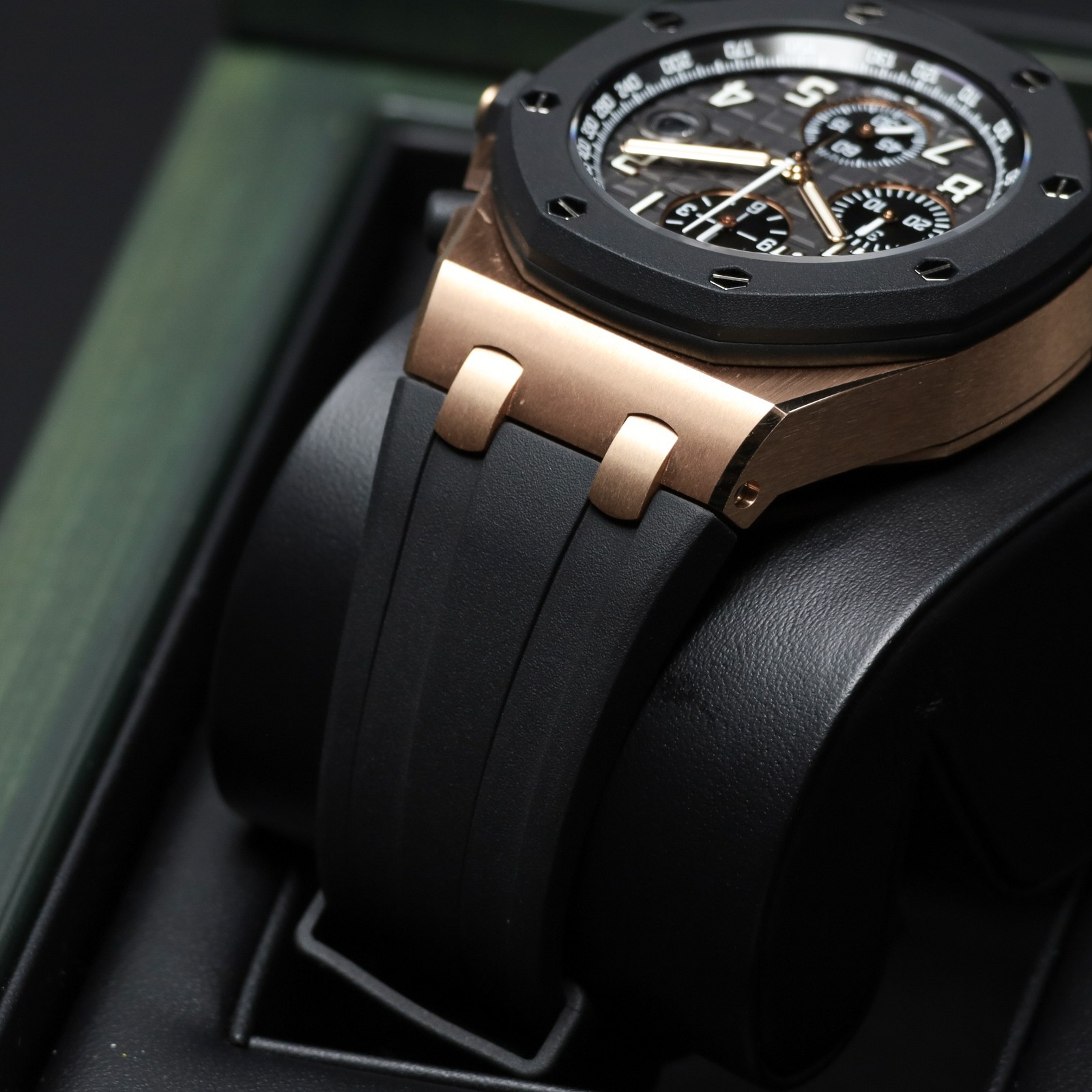 AP Royal Oak Offshore 42mm Rose Gold Grey Tapisserie Dial Rubber Strap 26238OK