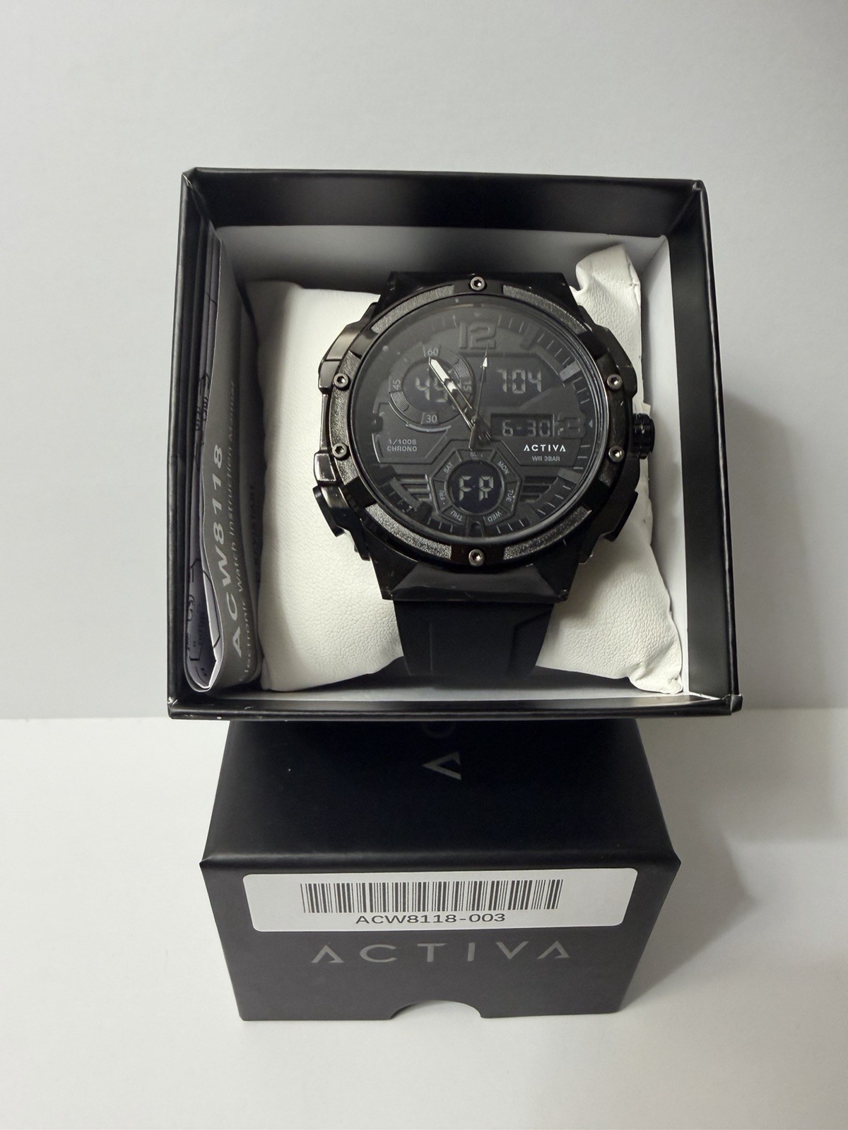 Activa ACW8118-003 Active Collection Black Ana-Digi Sport Watch blue backlight