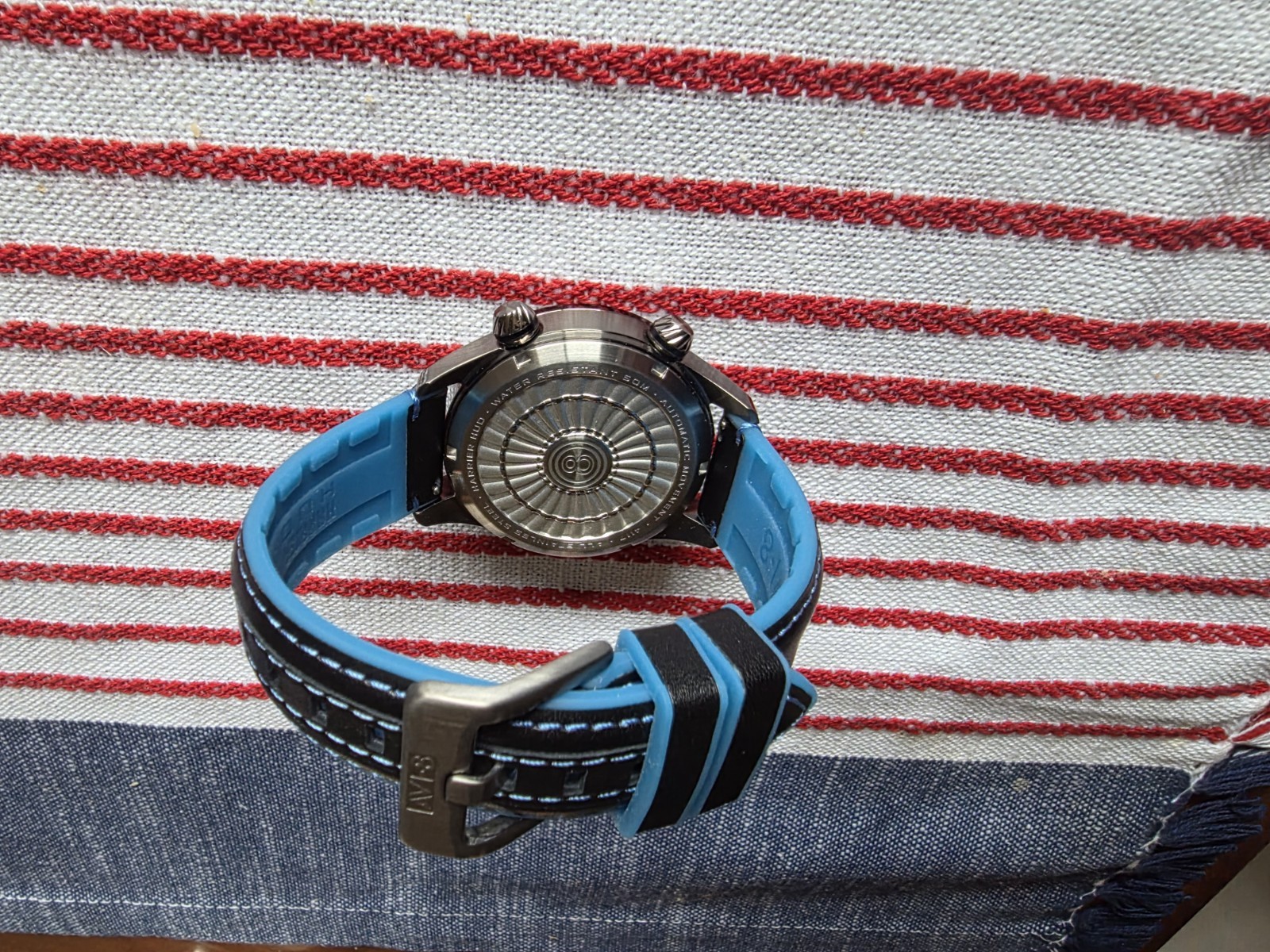 AVI-8 Hawker Hurricane Quartz Chronograph 45mm Black/Blue Leather Box