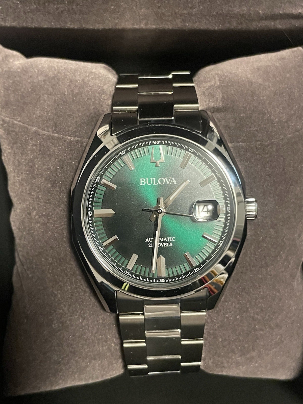 Two Bulova Surveyor Men’s Automatics Pistachio & Racing Green Dial Watch Set