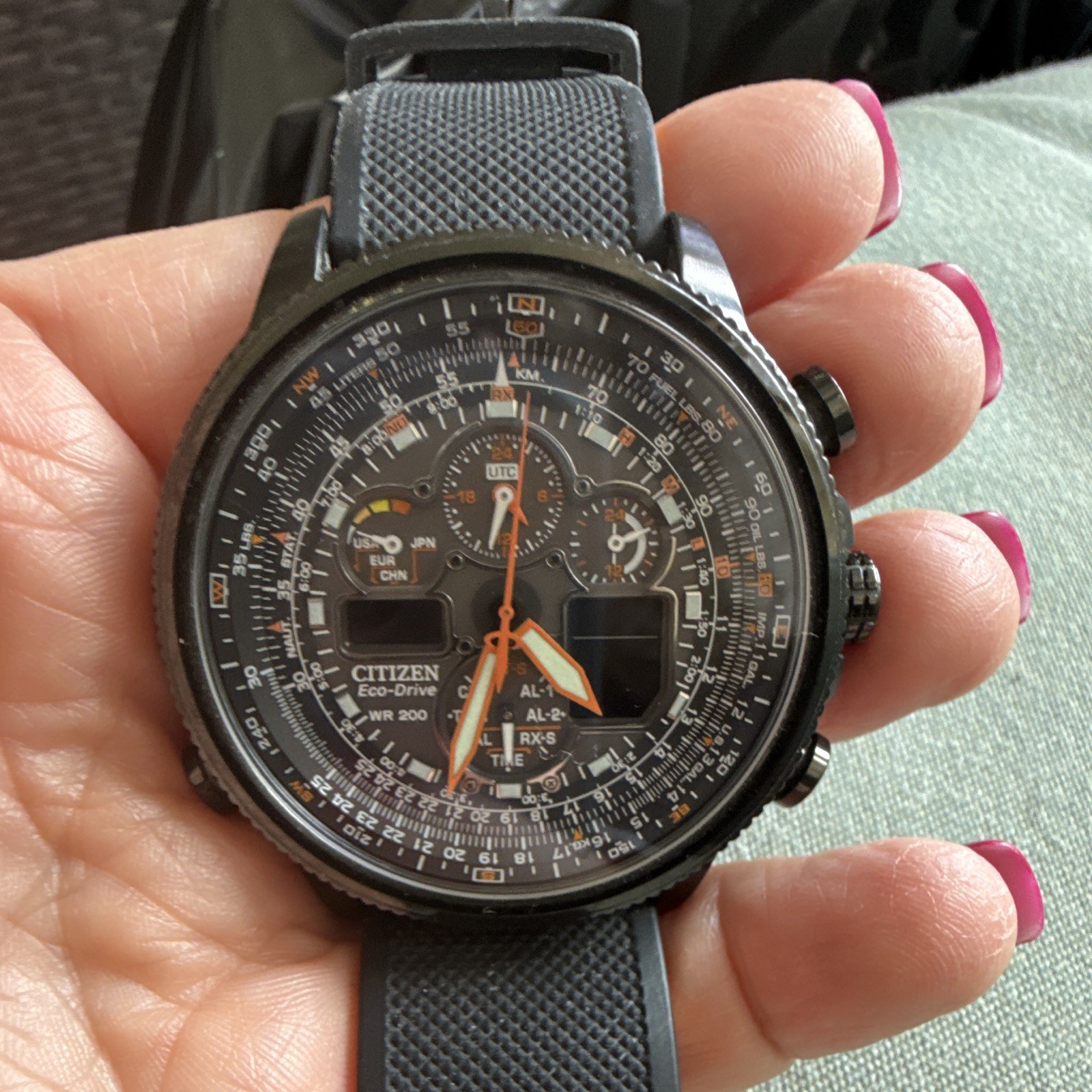 Citizen Eco-Drive Men’s Analog/Digital Chronograph 200m 48mm Black Rubber