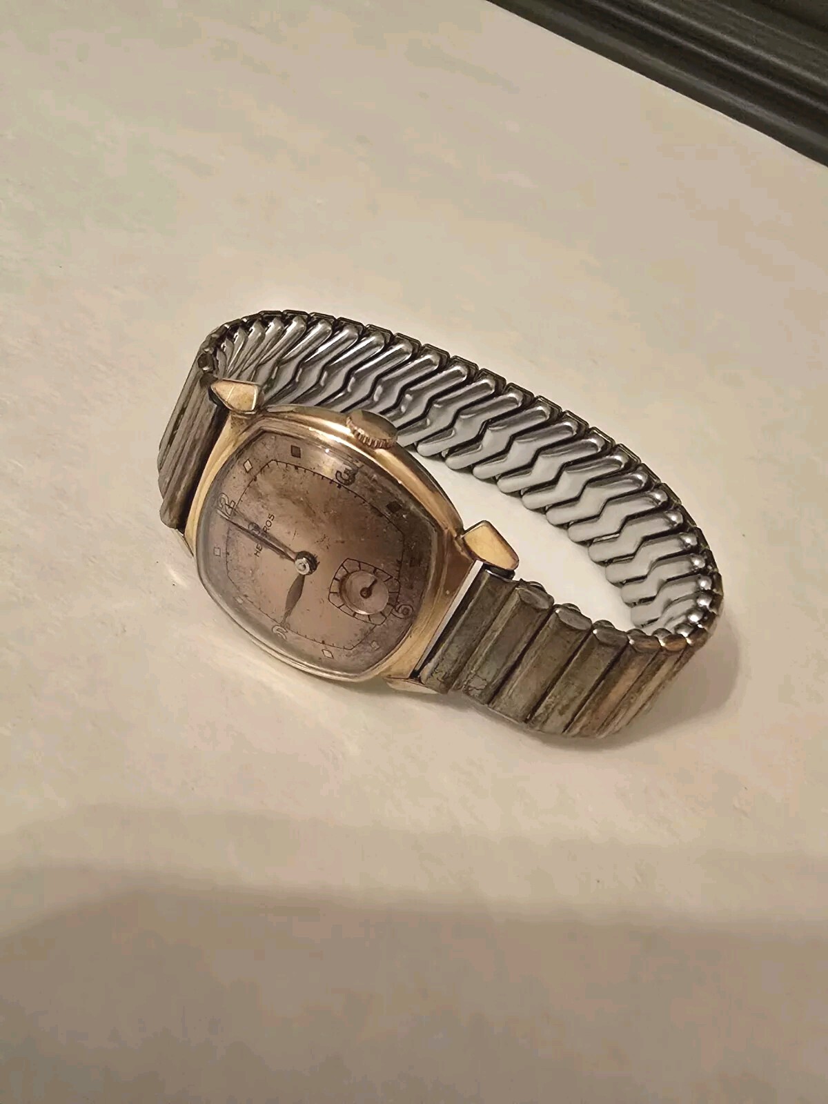 Helbros Duke 1940s Watch Vintage 12k Rose Gold Filled Kreisler Band Chronograph