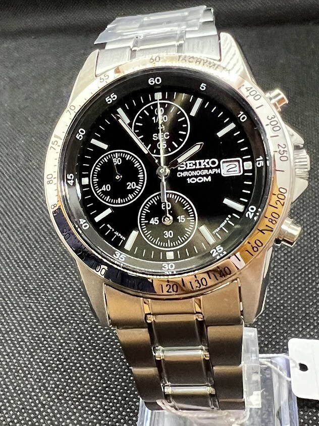 SEIKO SND367PC Men’s Watch Quartz Chronograph Dial Black Silver SND367P1 SND367