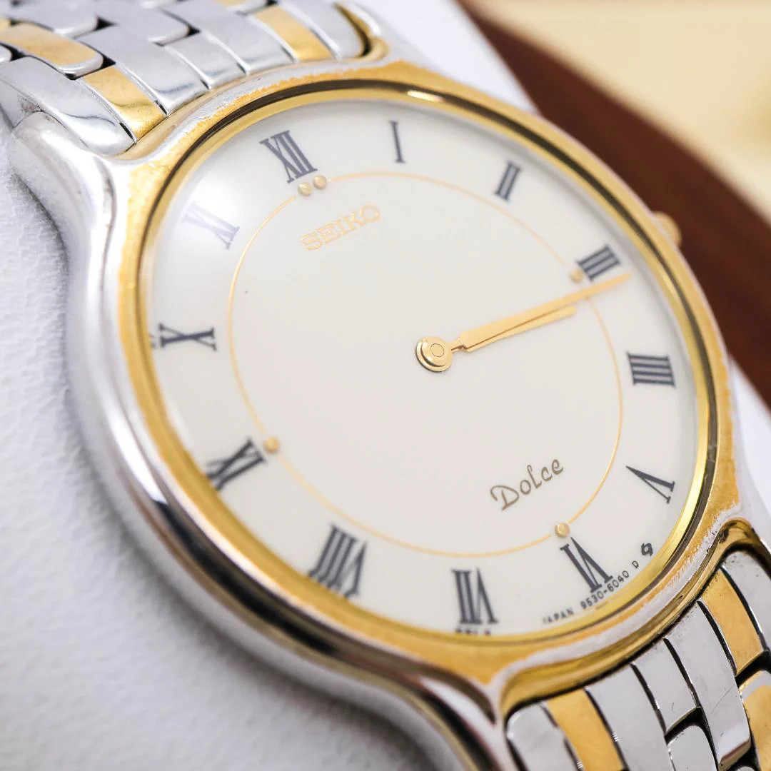 SEIKO Dolce Quartz Two-Tone White Dial Roman Numerals 35x31mm