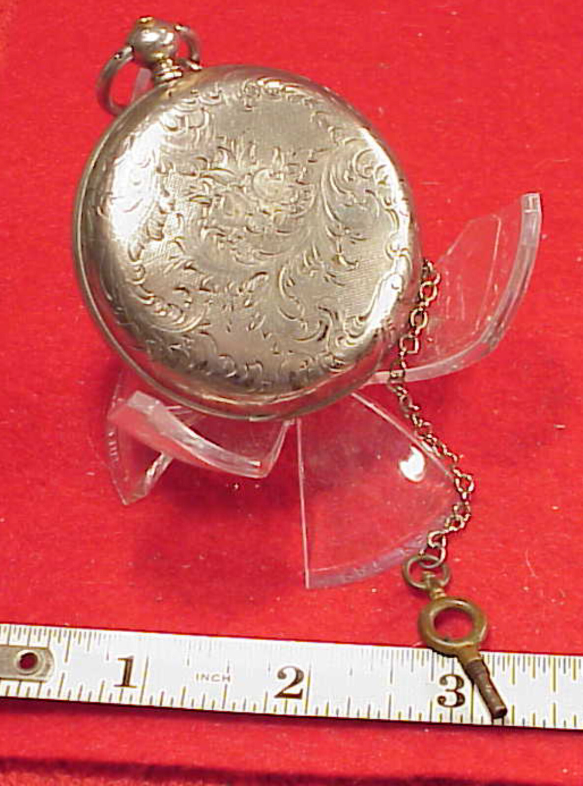 VINTAGE 55MM T JACOT BAT WING RUBY CRAB CLAW CHINESE DUPLEX SILVER POCKET WATCH