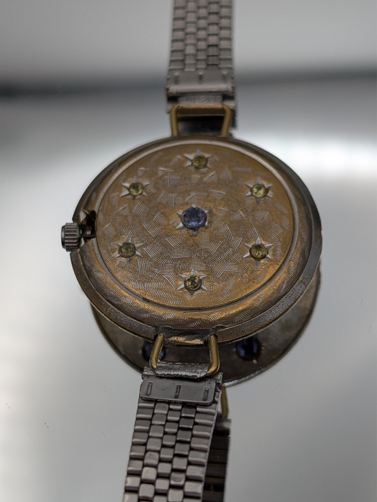 ⌚⌚Custom Gem Set Vintage Watch Tanzanite & Sapphire Artisan Rebuilt Quartz⌚⌚