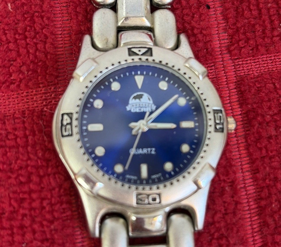 Innovage Gear Blue Face Tachymeter Watch; Silver Tone