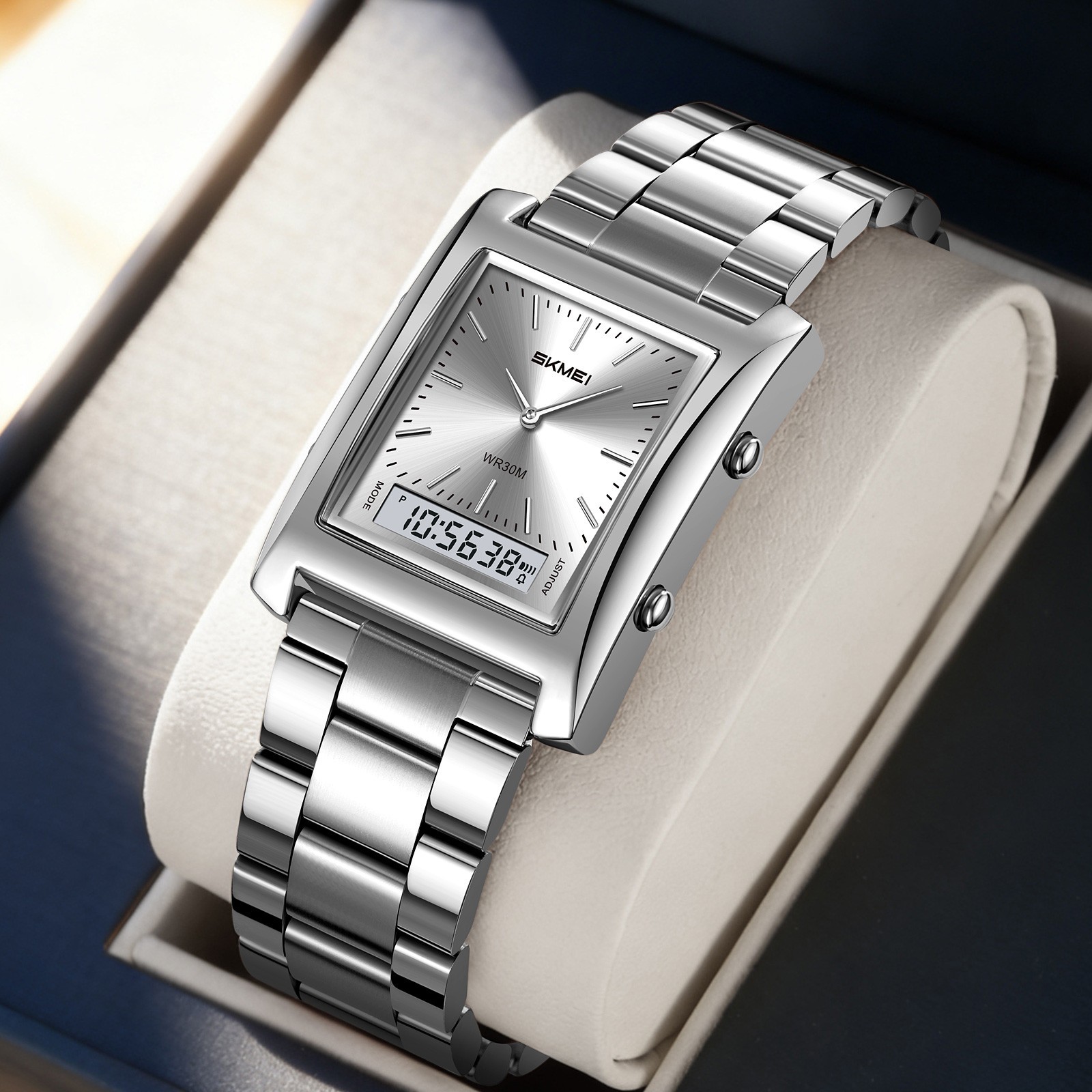 SKMEI Men Electronic Watch Rectangle Wristwatch Male Steel Digital Sport Watches