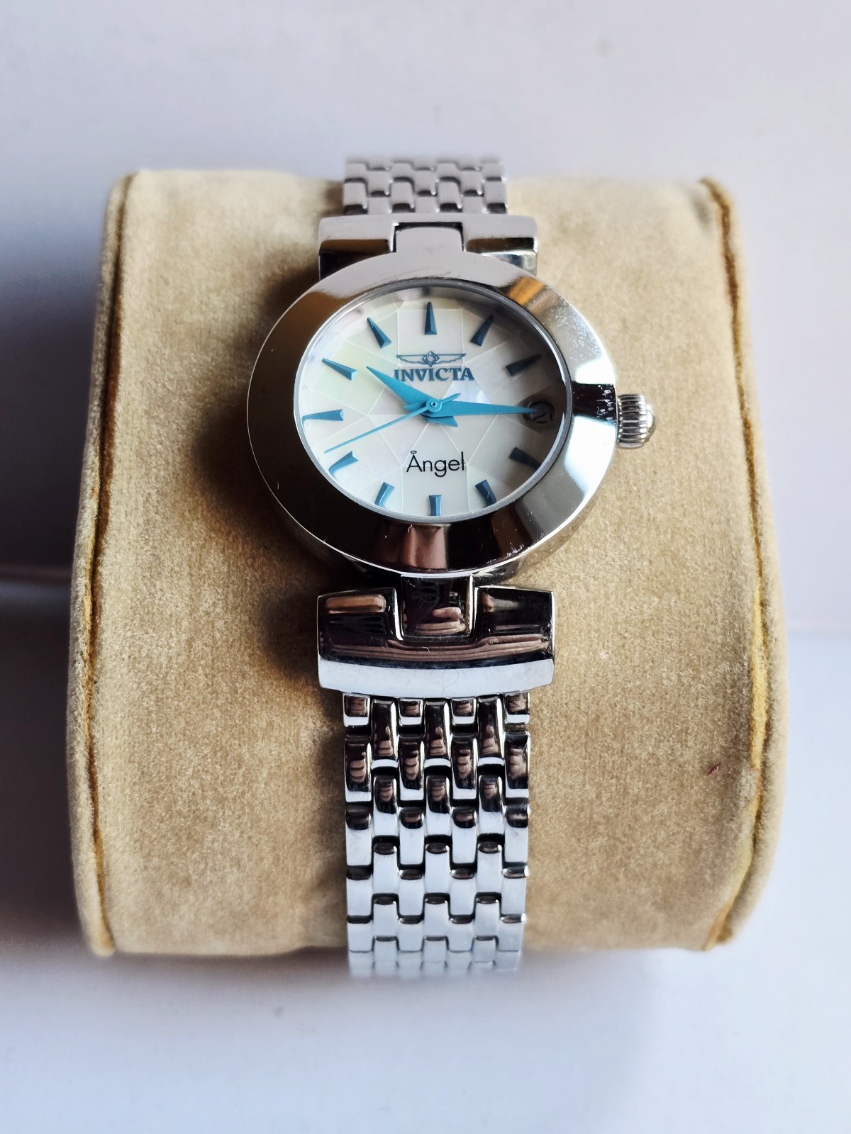 Invicta Angel Watch 15869 Mosaic Face, Silver Color, Blue Hands & Indices Runs